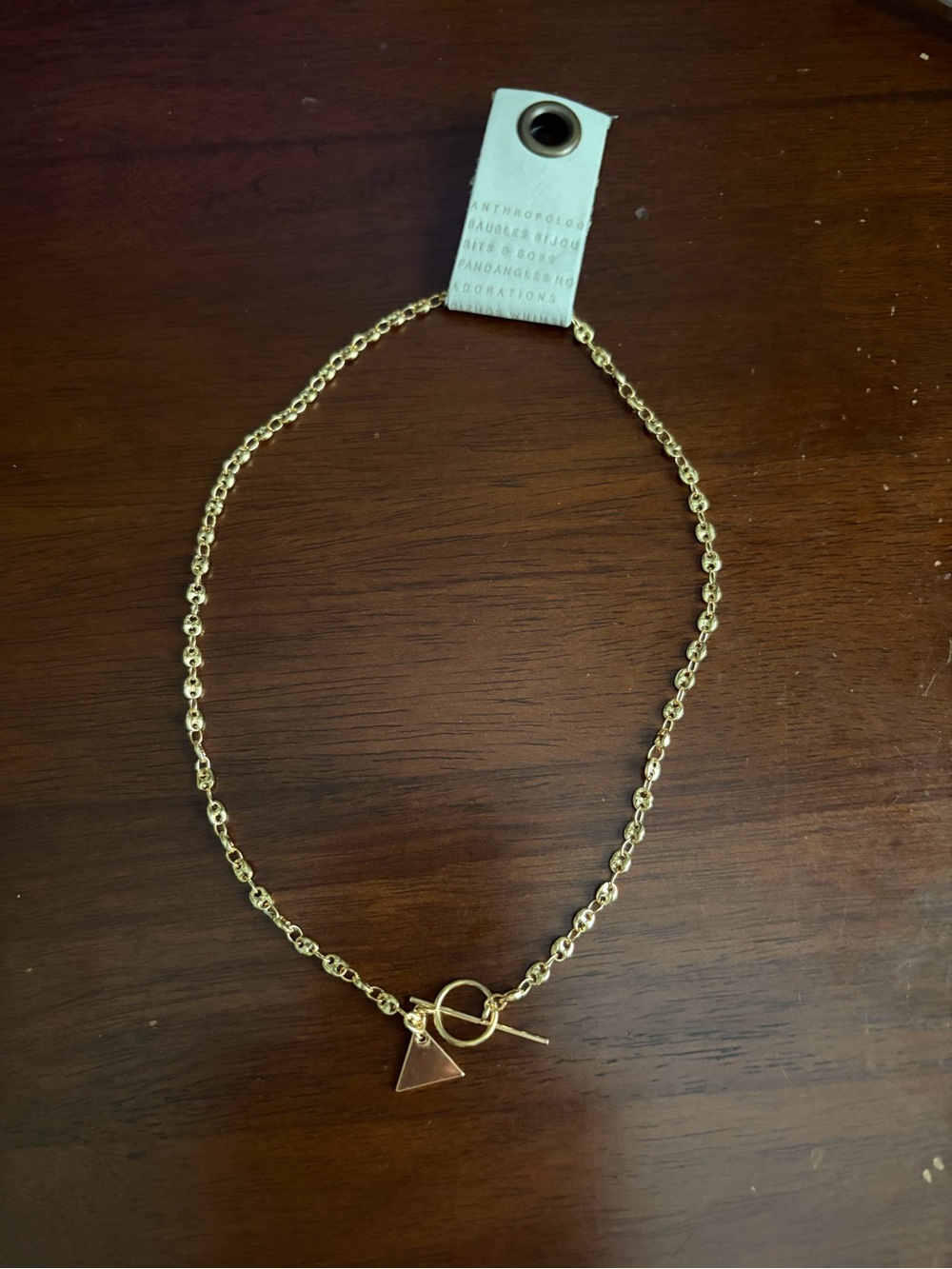 NEW Anthropologie geometric charm toggle necklace gold